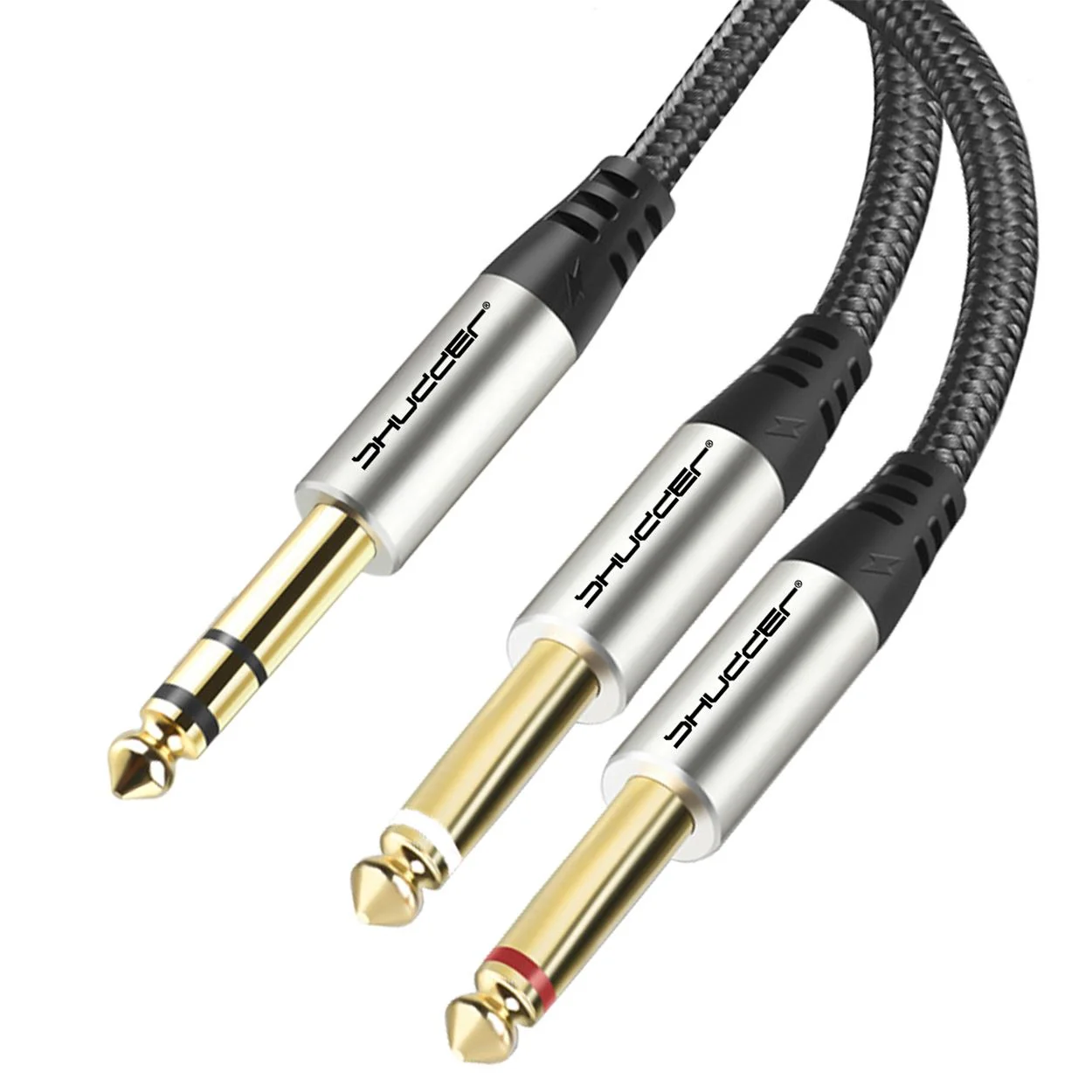 Kabel wtyk jack 6.3 stereo - wtyk 2x jack 6.3 mono L+R 7m Shudder PREMIUM w tekstylnym oplocie