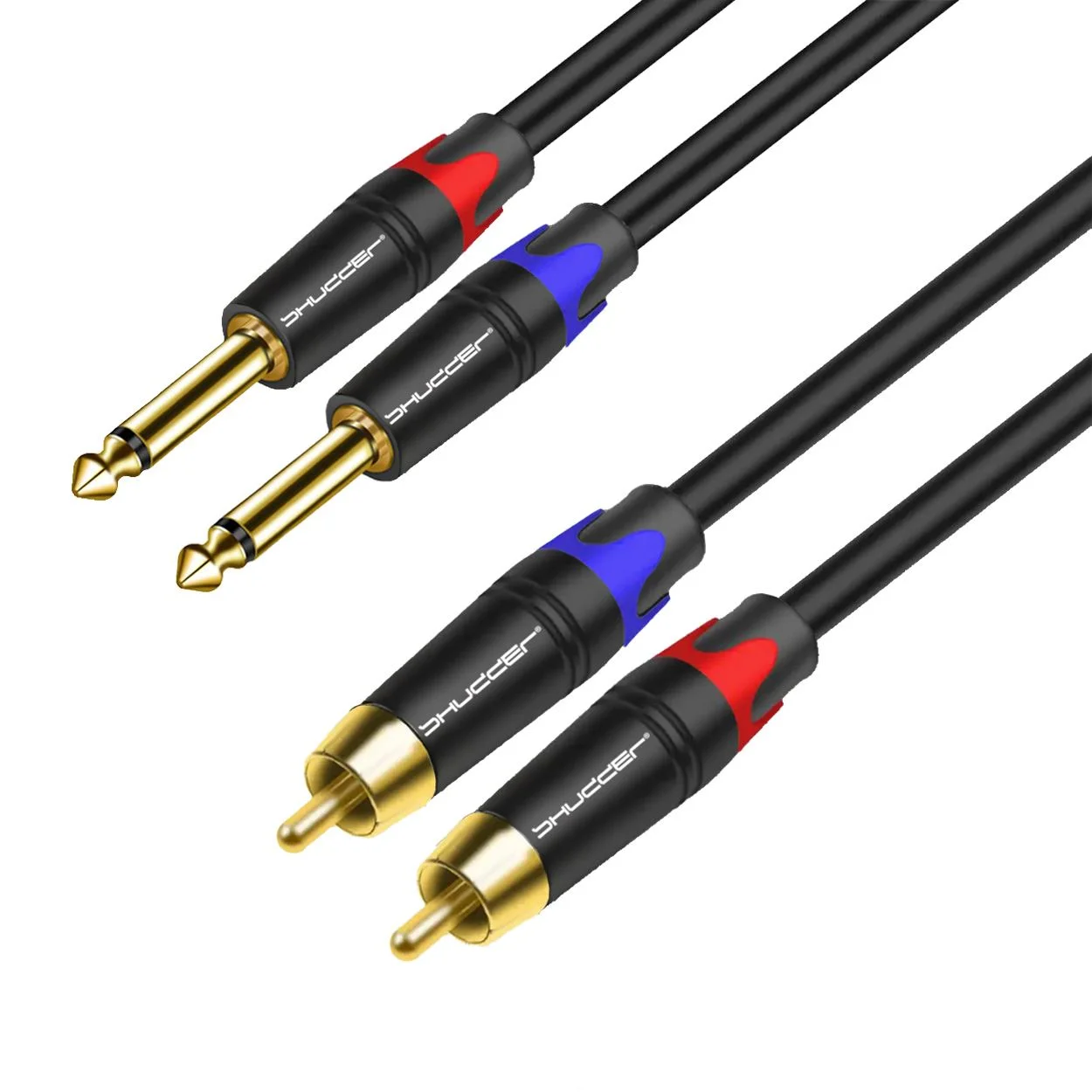 Kabel wtyk 2x jack 6.3mm mono - 2 RCA wtyk 10m Shudder PREMIUM